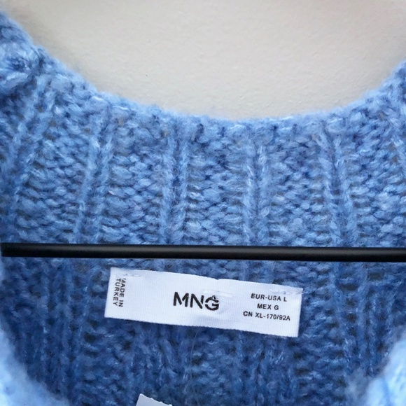 NWT MNG Cable Knit Pullover Knit Sweater Blue - Picture 3 of 4